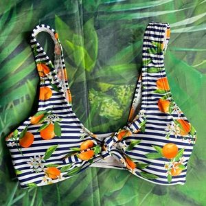 Cabana Del Sol Orange Striped Bikini Top Small